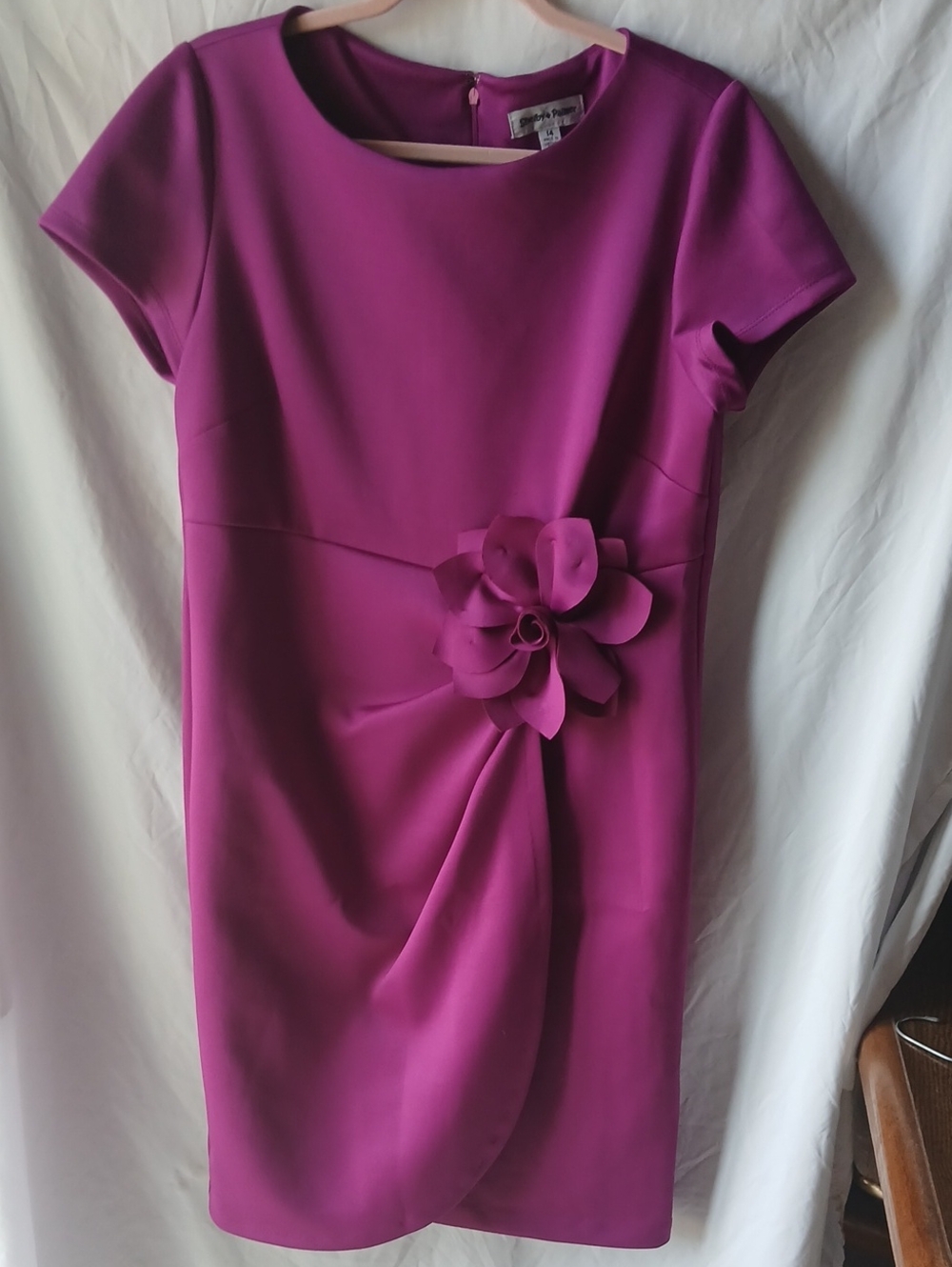 Shelby & Palmer Magenta Floral Applique Sheath Dress